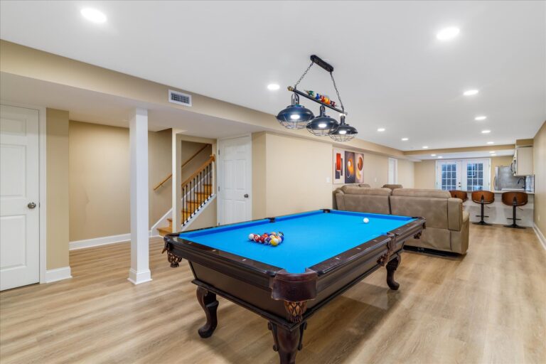 Roanoke basement remodel with pool table