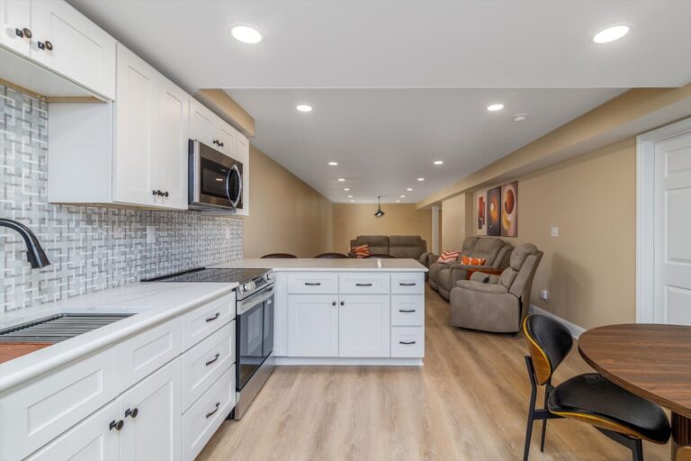 Roanoke basement remodel kitchen and living area